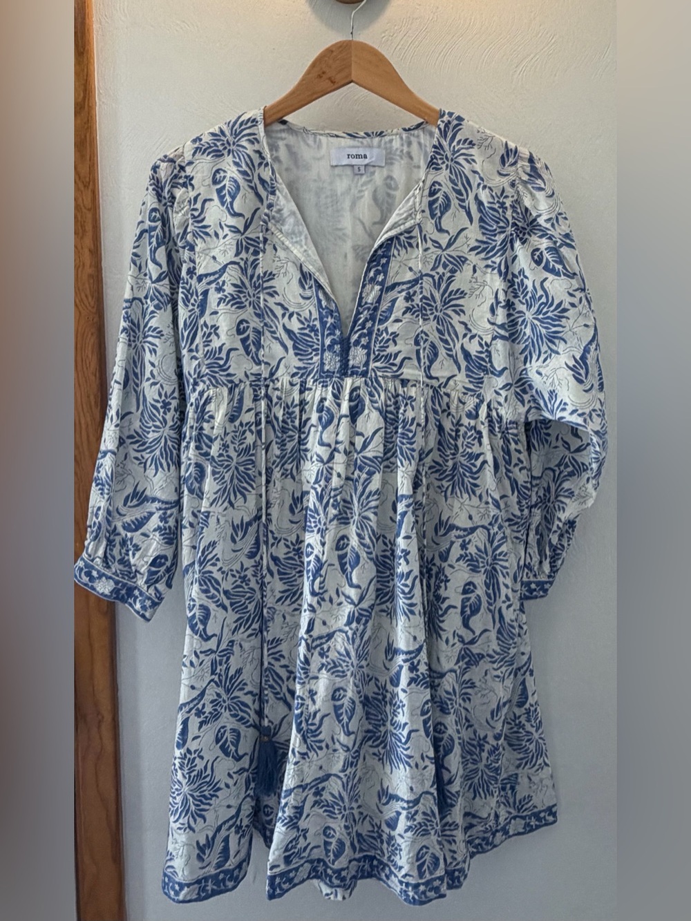 Roma Blue & White Floral Tunic Dress